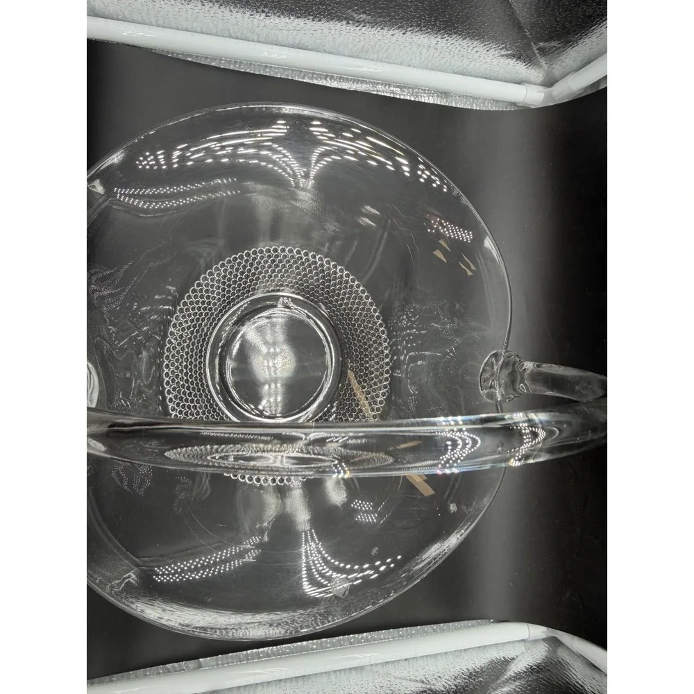Vintage Clear Glass Tricorn Basket with Hobnail Base and High Arch Handle‎